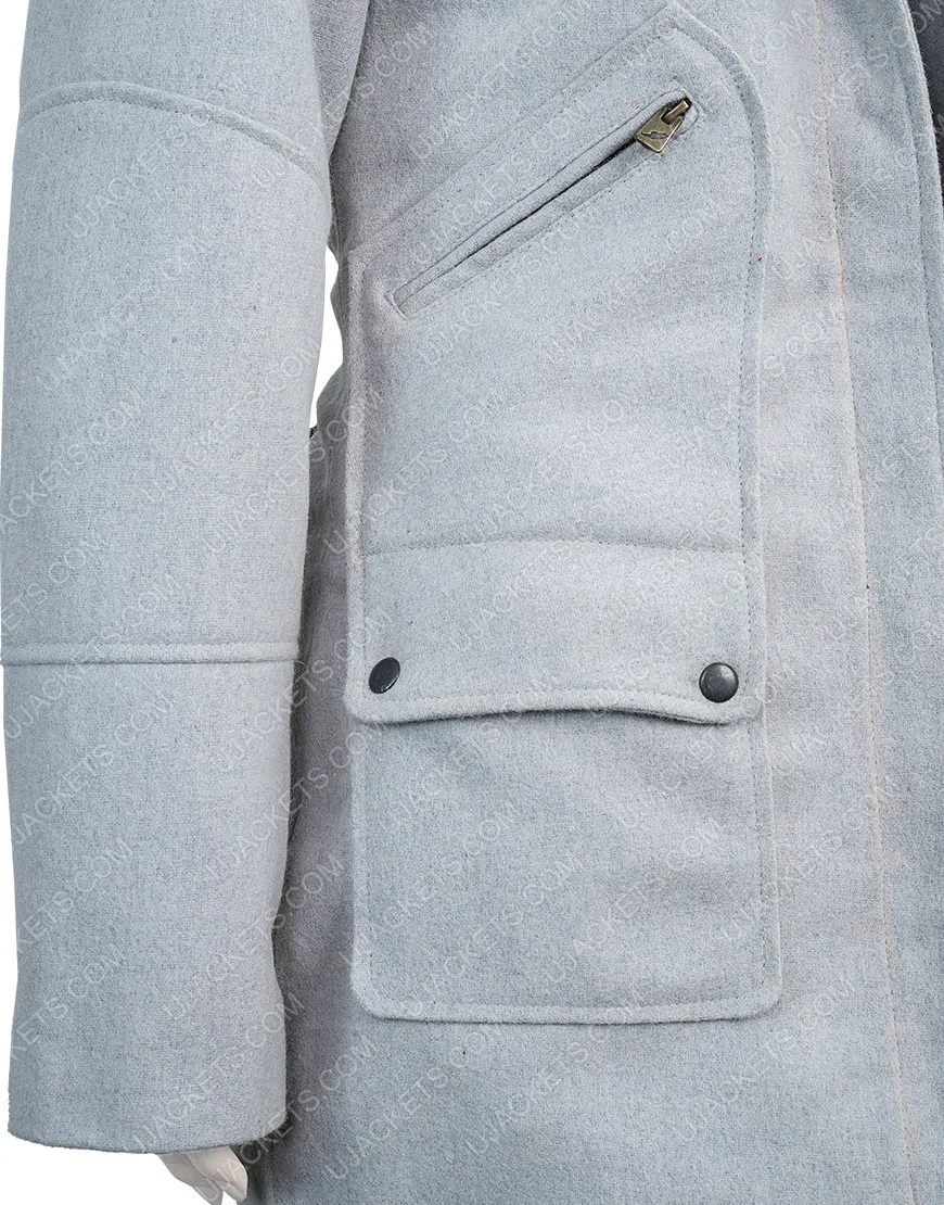 Knives Out Ana de Armas Coat - Marta Cabrera Grey Woolen Coat